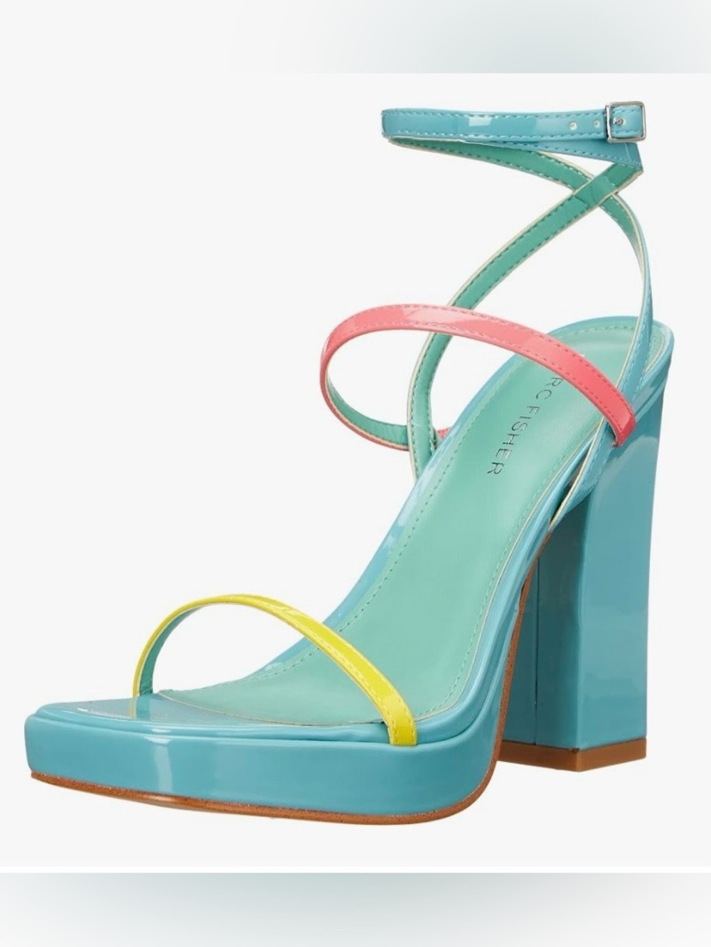Marc Fisher "Acres" heeled sandals, Disco sz. 8.5 never worn outside Small flaw